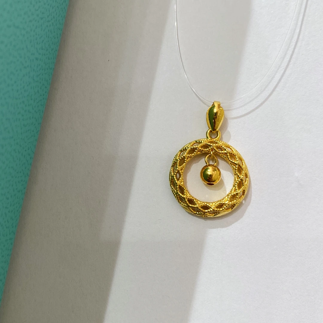 黄金足金999环环相扣吊坠轻奢时尚百搭金色灵动圈圈挂坠（不含链）