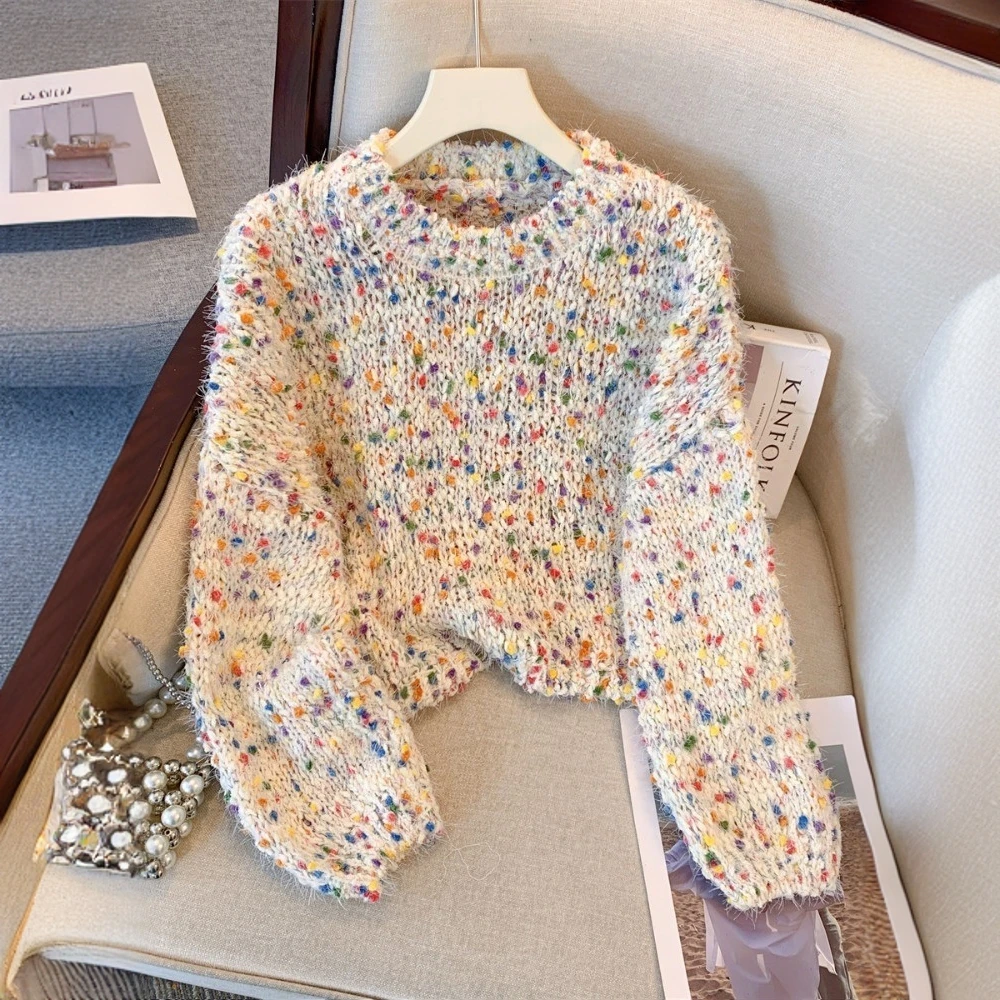 减龄厚款冬季慵懒风针织毛针织衫甜美气质宽松法式