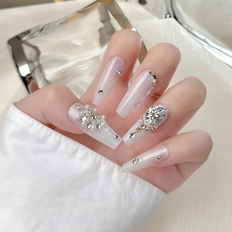 【星际烙印】莫桑鸽子蛋系列晶钻猫眼渐变款式珍珠少女华丽穿戴甲