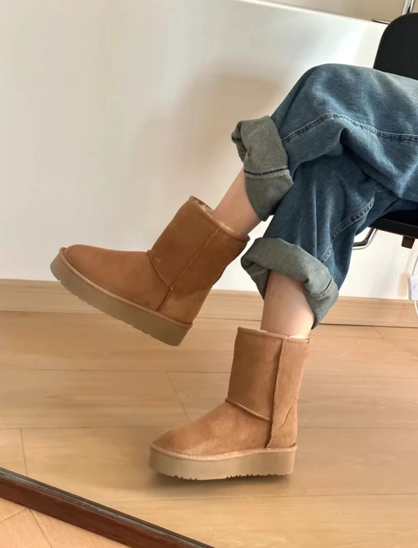 【5825经典中筒】桑坡村皮毛一体百搭保暖真皮真毛雪地靴