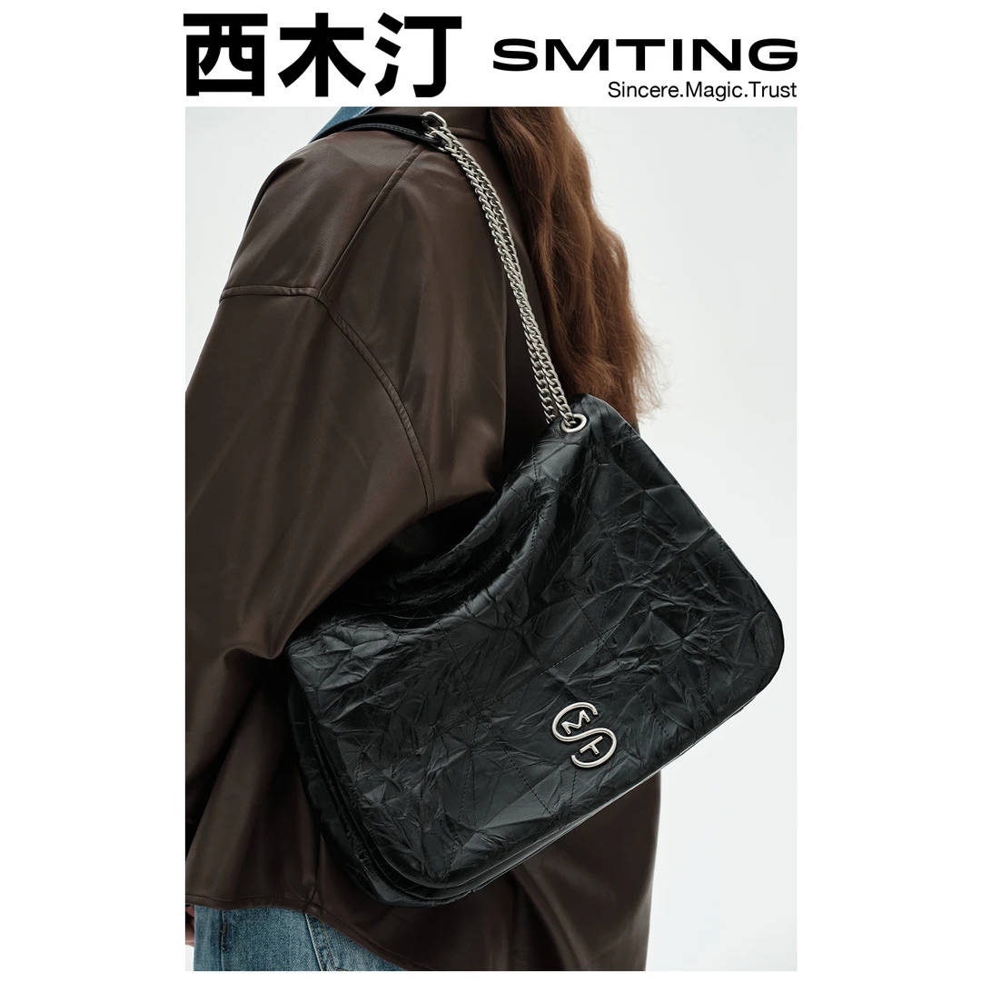 【西木汀】时空汇 牛皮托特包女高级感链条包包大容量斜挎包时尚