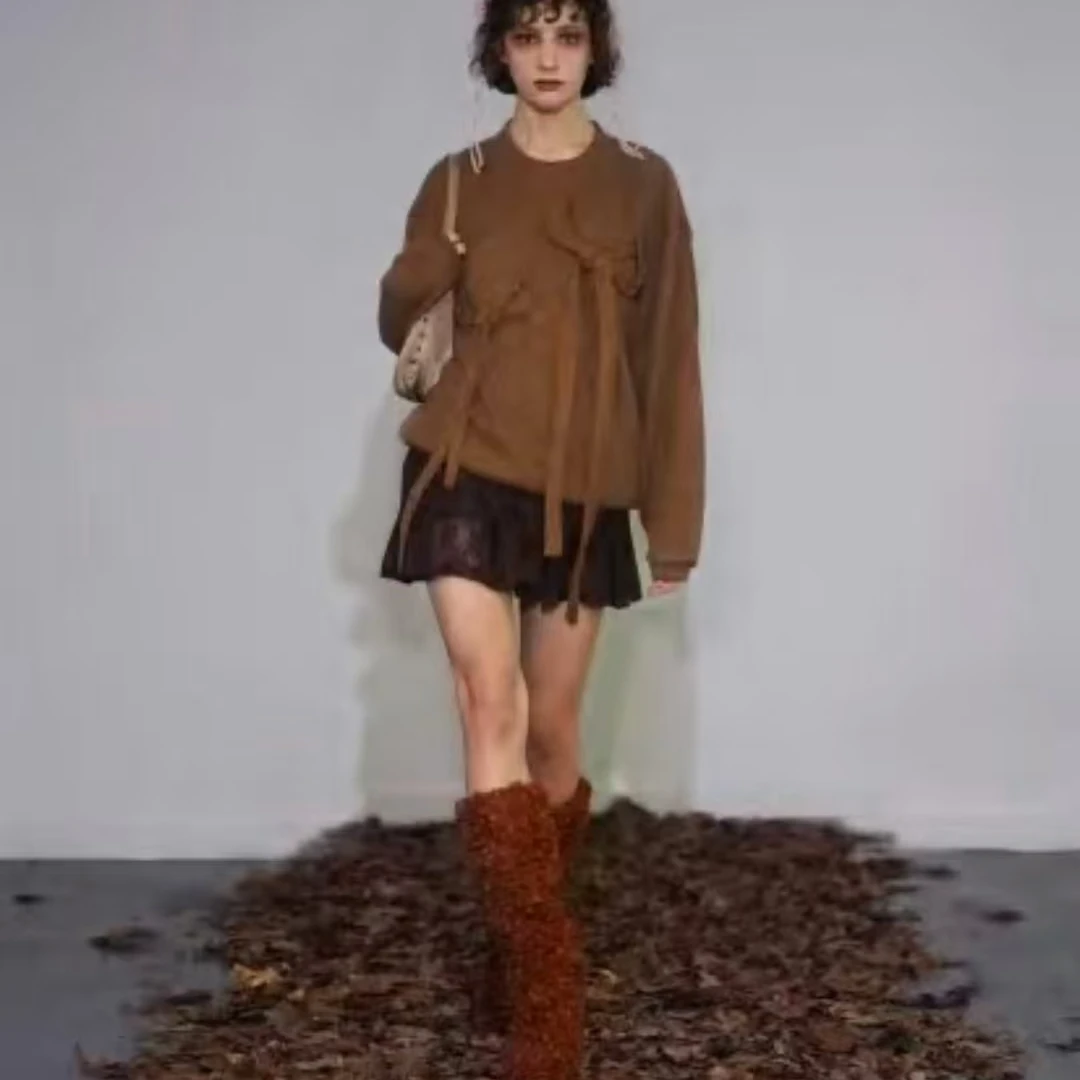 ZEMETA 设计师品牌【output】棕色蕾丝裙