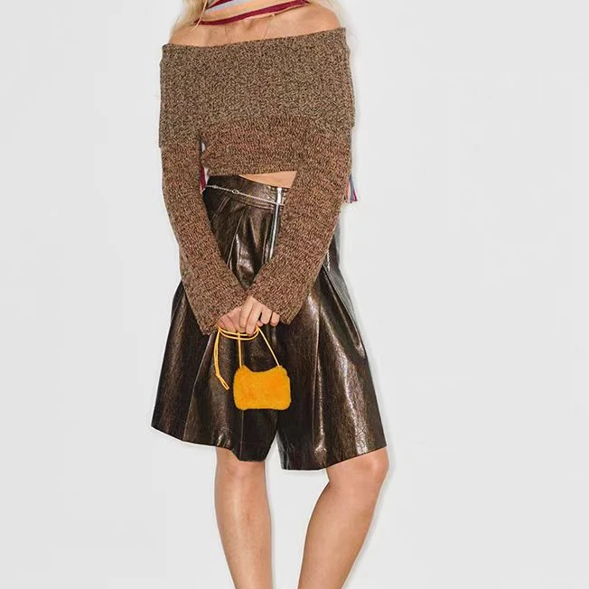 medium well  设计师品牌「output」解构褶裥皮裙裤