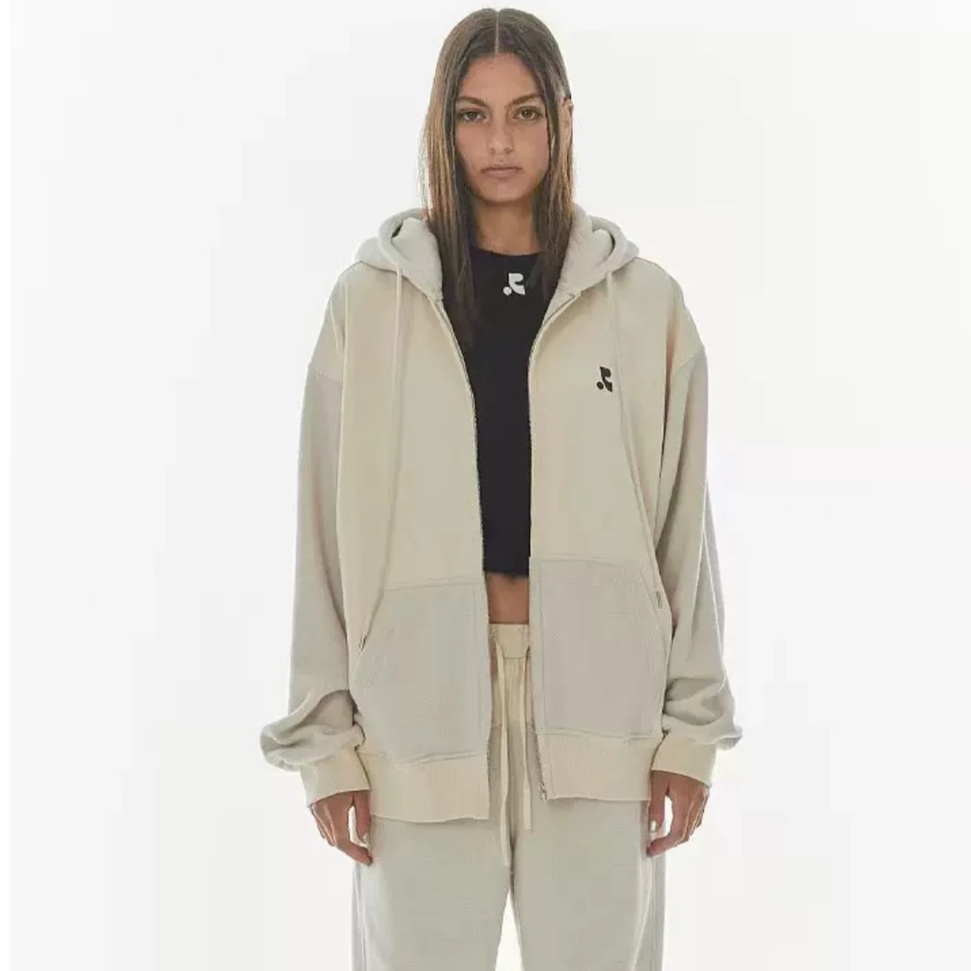 Rest&Recreation 设计师品牌【output】拼接抓绒拉链连帽卫衣