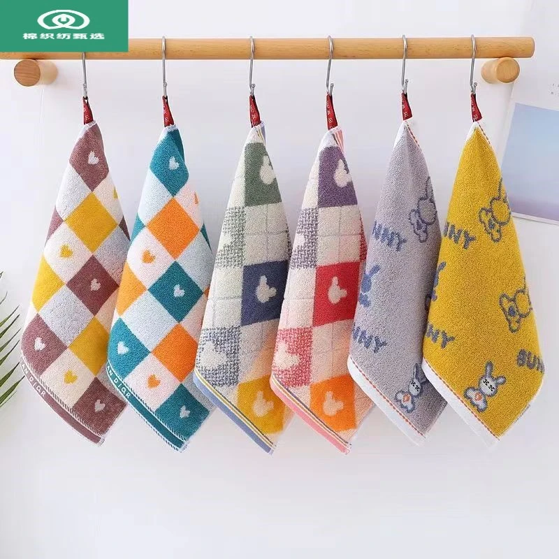 纯棉方巾家用宝宝洗脸巾柔软吸水正方形卡通面巾幼儿园擦脸小毛巾