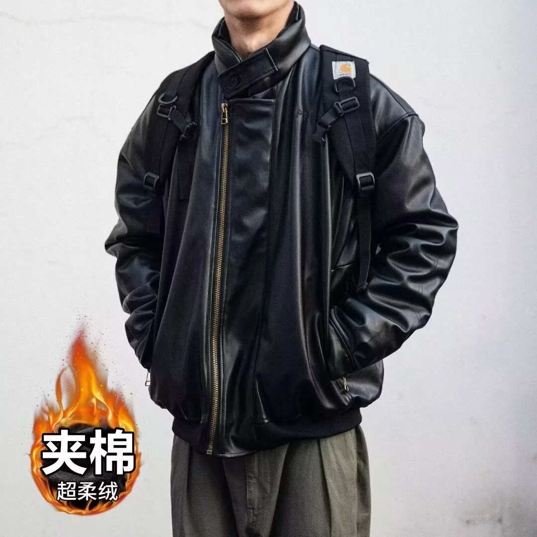 2024秋冬港风学生大码夹克宽松潮流机车风情侣装休闲男外套上衣