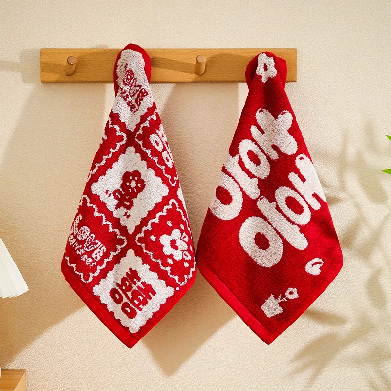 结婚毛巾女方陪嫁洗漱用品新娘洗脸红色方巾婚礼情侣喜字手帕