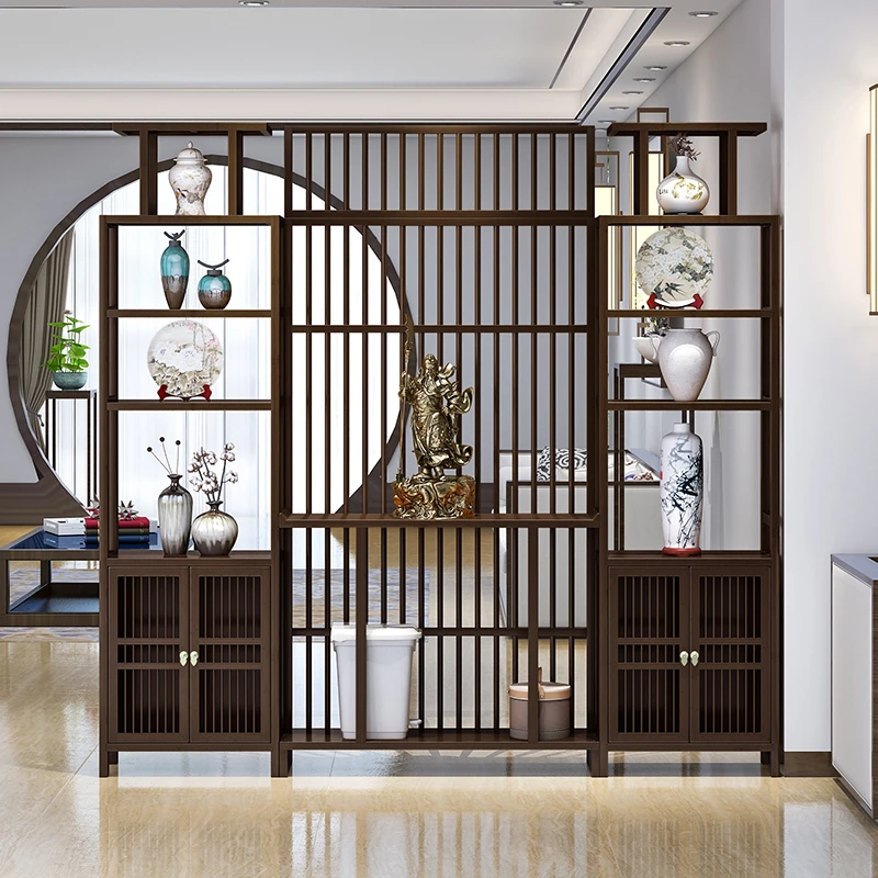 中式屏风博古架茶架展示架客厅隔断多宝阁茶叶茶具收纳柜置物架