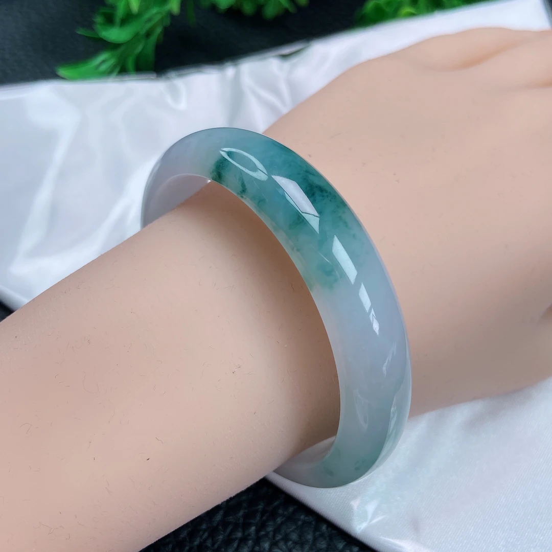 56圈冰飘花翡翠手镯缅甸天然a货老坑时尚百搭少女妈妈玉镯40491
