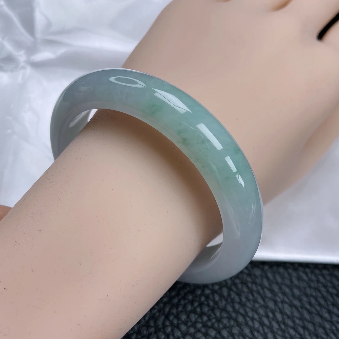 56圈冰飘花翡翠手镯缅甸天然a货老坑时尚百搭少女妈妈玉镯31066