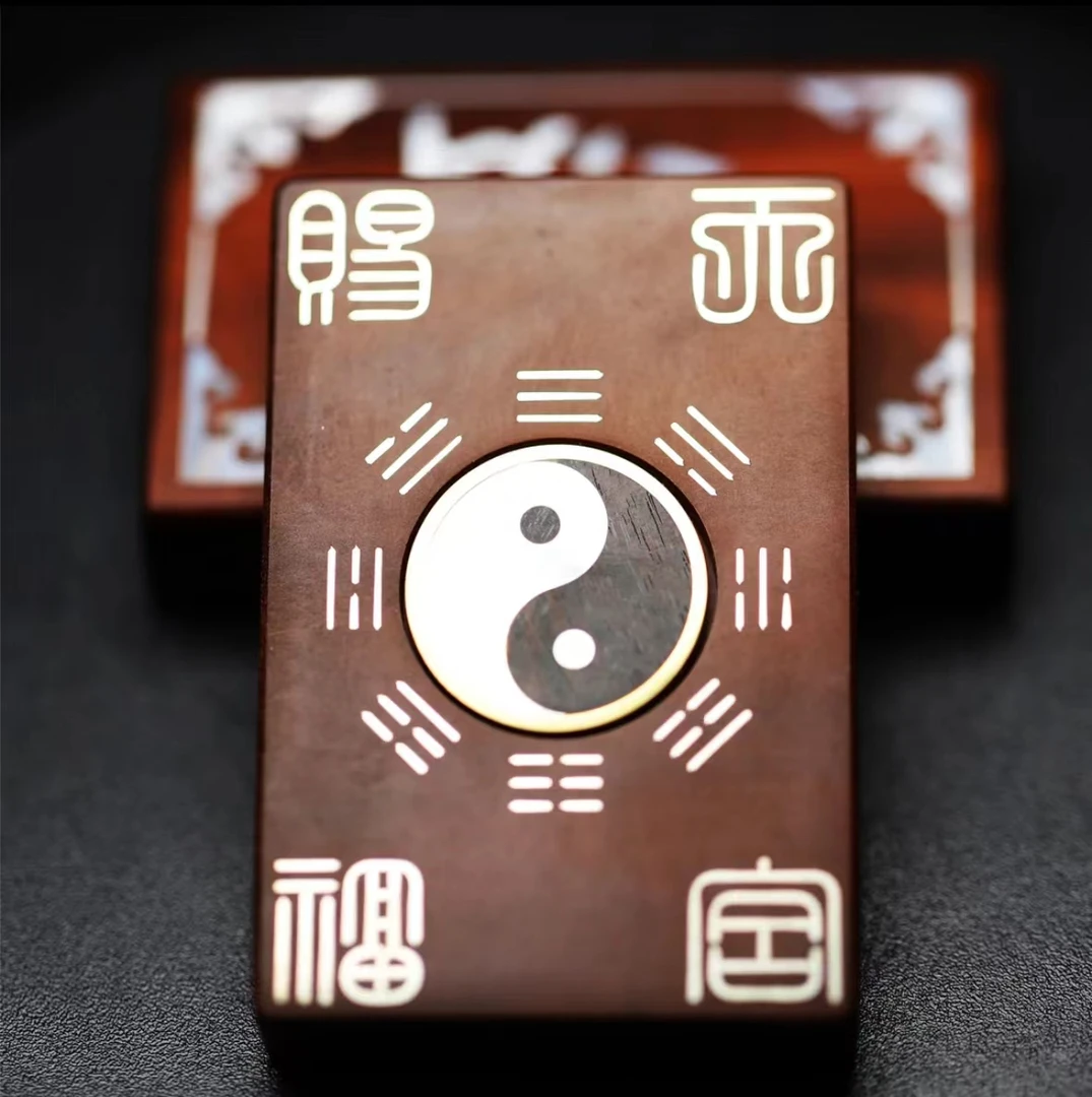 雷击枣木镶嵌银丝吊坠挂件（天官+河图洛书）