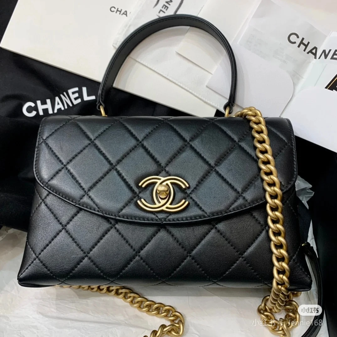 99新 Chanel/香奈儿 艾瑟尔奢品/黑金trendy cc单肩口盖包/0502