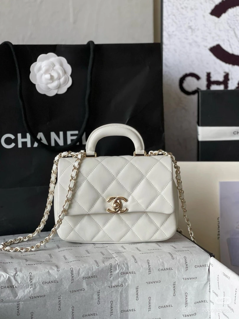 99新 Chanel/香奈儿 艾瑟尔奢品/24C白金手柄方胖子/芯片x3hl