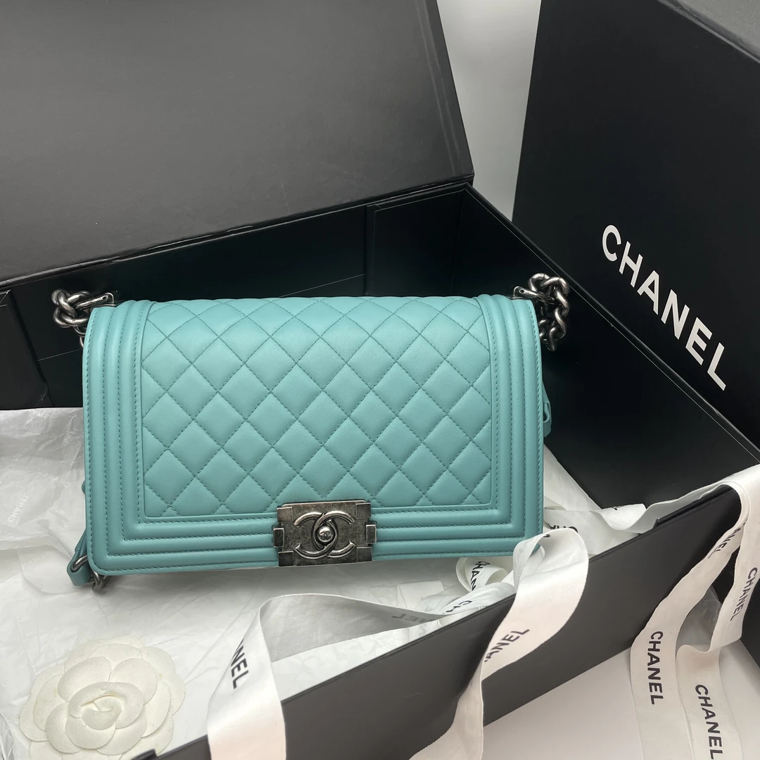95新 Chanel/香奈儿 艾瑟尔奢品/蓝银Leboy单肩包/5397