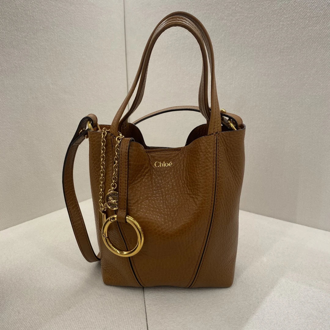 未使用 Chloe/蔻依  Chloe小号 CHLOÉ SPIN 粒面皮革托特包