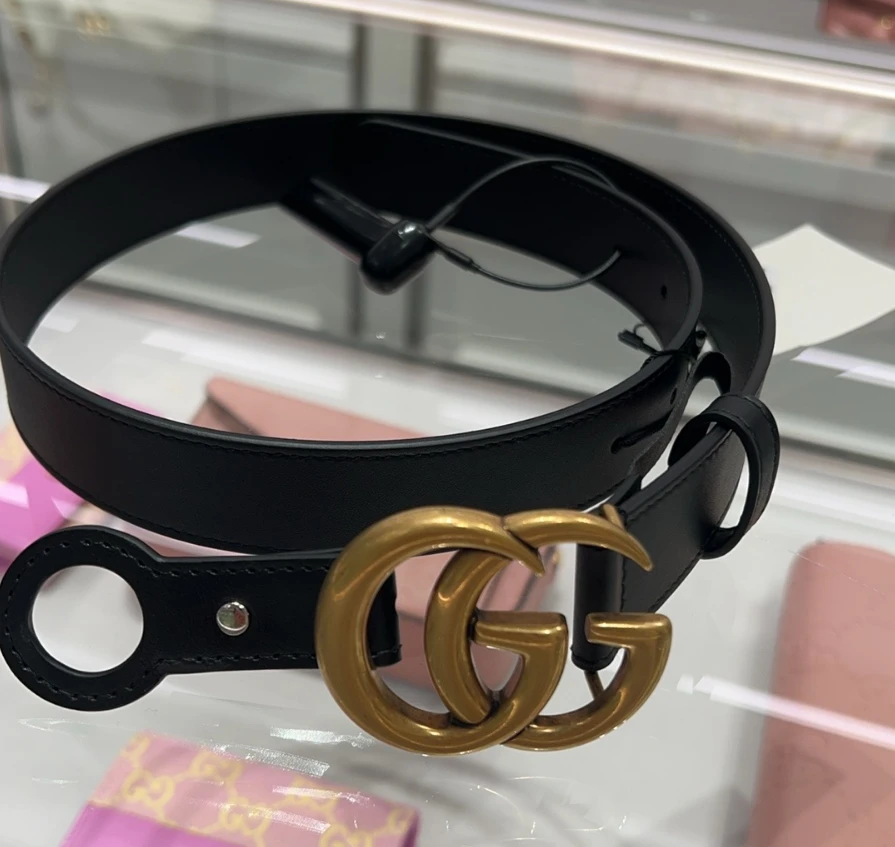全新未使用 GUCCI/古驰 古驰经典款黑金腰带3cm
