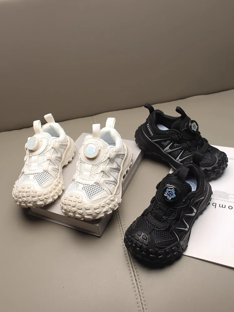 2024春季新款男童单网运动鞋旋转扣按钮童鞋女童网鞋网面透气夏款