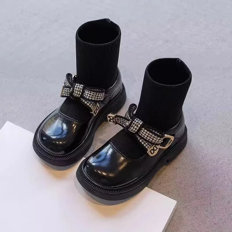 女童鞋袜靴儿童春秋时尚短靴2025新款小女孩洋气公主靴二棉马丁靴