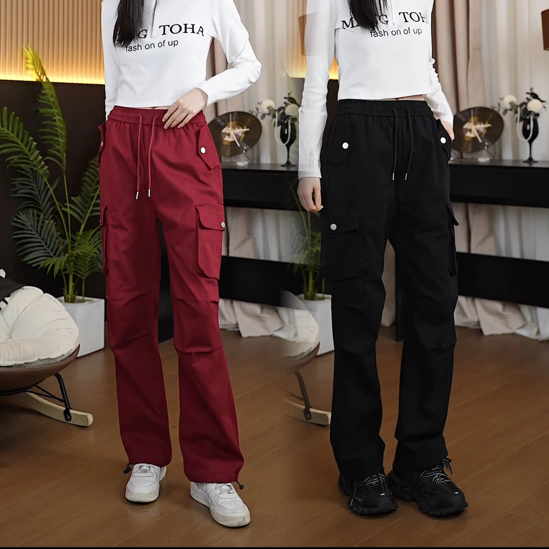 （诺诺服饰）新款运动工装多口袋显瘦流行秋冬季机能百搭时尚休闲裤