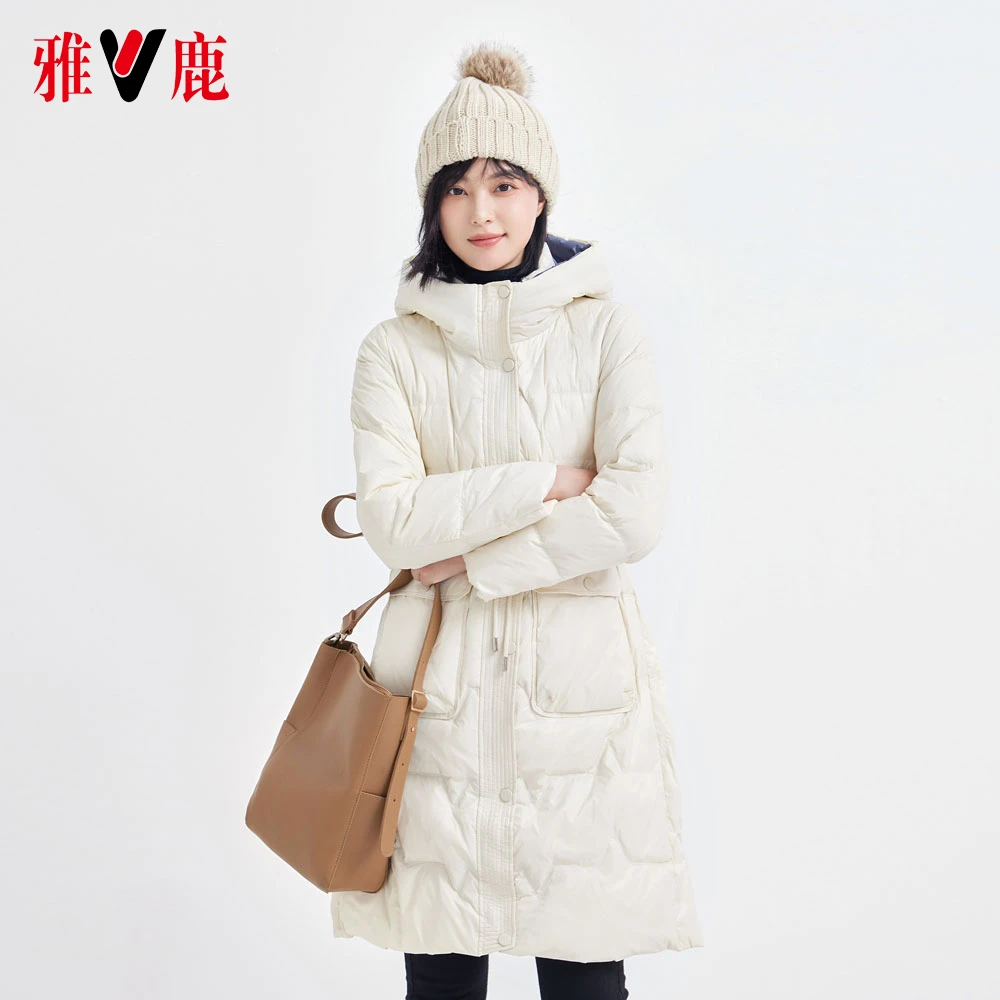 V/雅鹿YH501W02280新款年羽绒服女士中长款收腰显瘦修身百搭