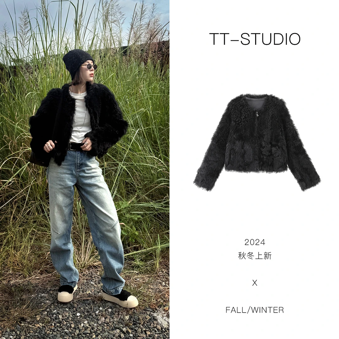 TT「黑珍珠」西班牙进口托卡绵羊皮毛一体轻奢高定短外套TT-LZ82468