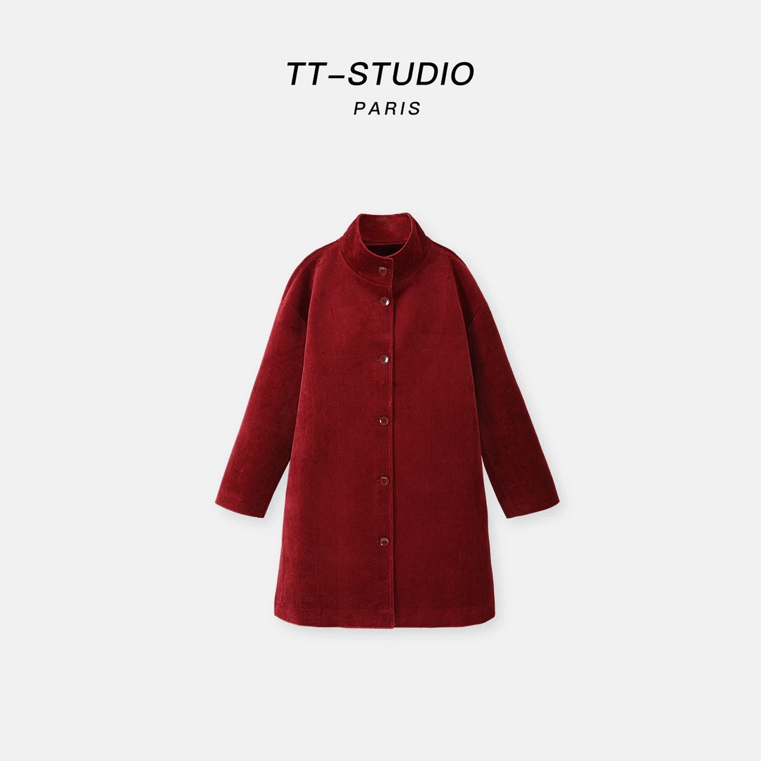 MCOMINILIVES「红珊瑚」安可拉红毛呢冬外套长款保暖大衣TT-CP9367