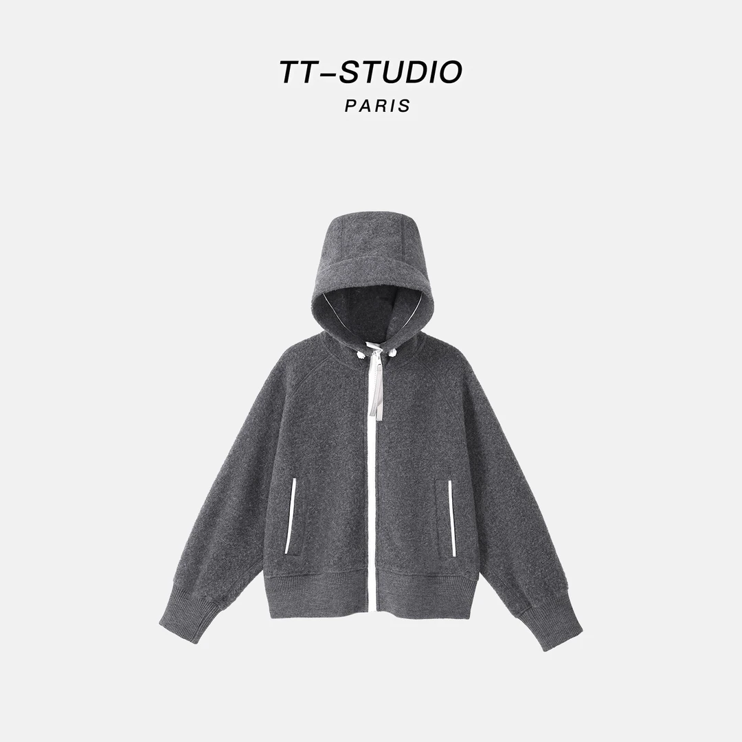 MCOMINILIVES「小灰」美丽诺绵羊毛经典纯色外套TT-F3319