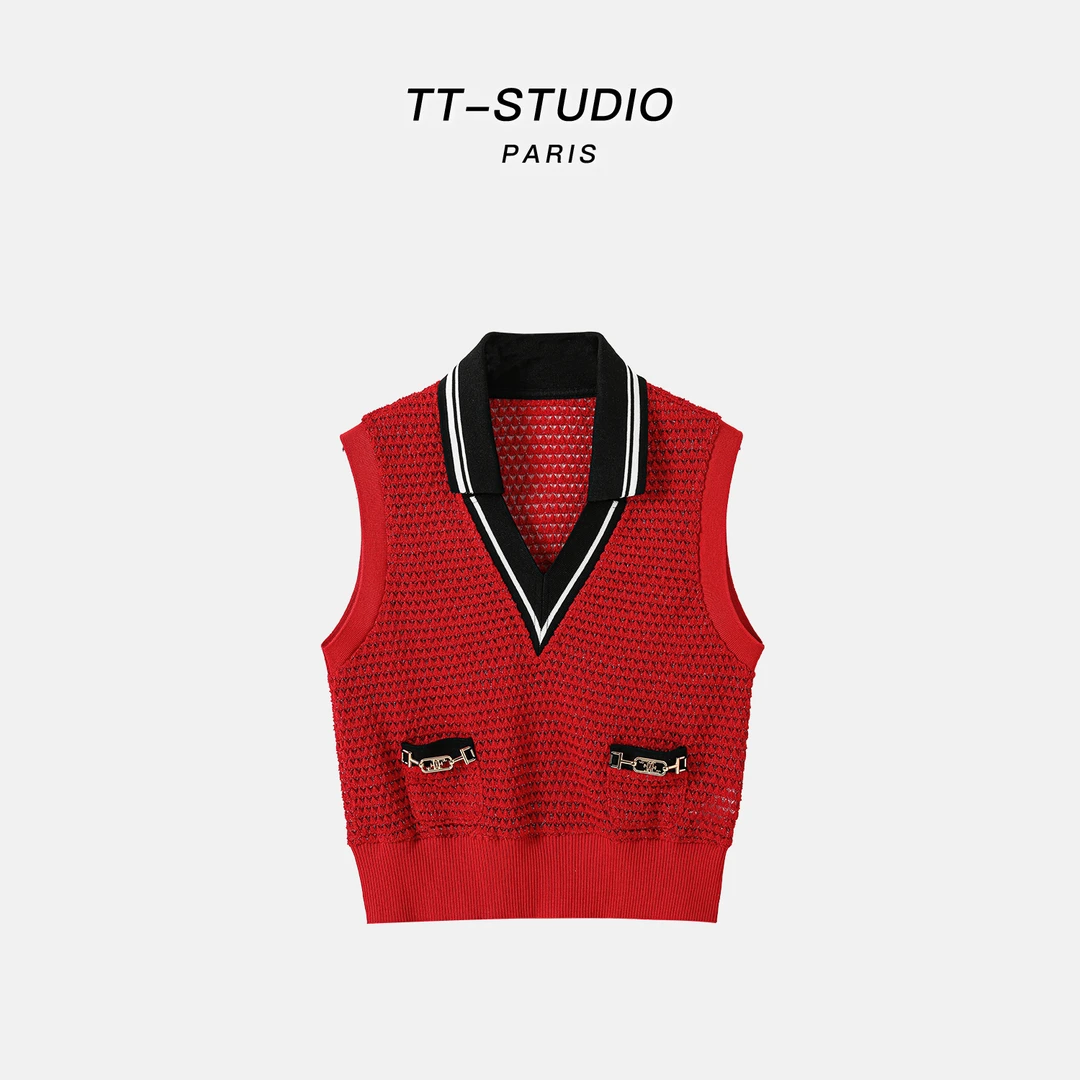 MCOMINILIVES①「赛林女孩」亚麻人丝镂空钩织设计无袖网纱TT-W821