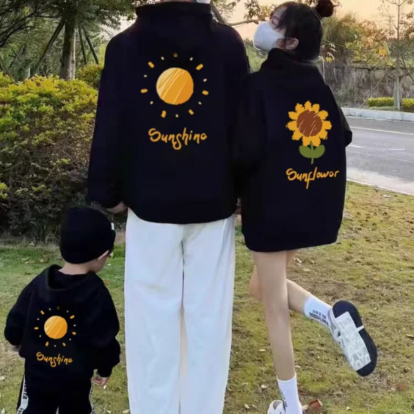 亲子装一家三口四口春秋季2025新款母女高质量儿童秋冬款连帽卫衣