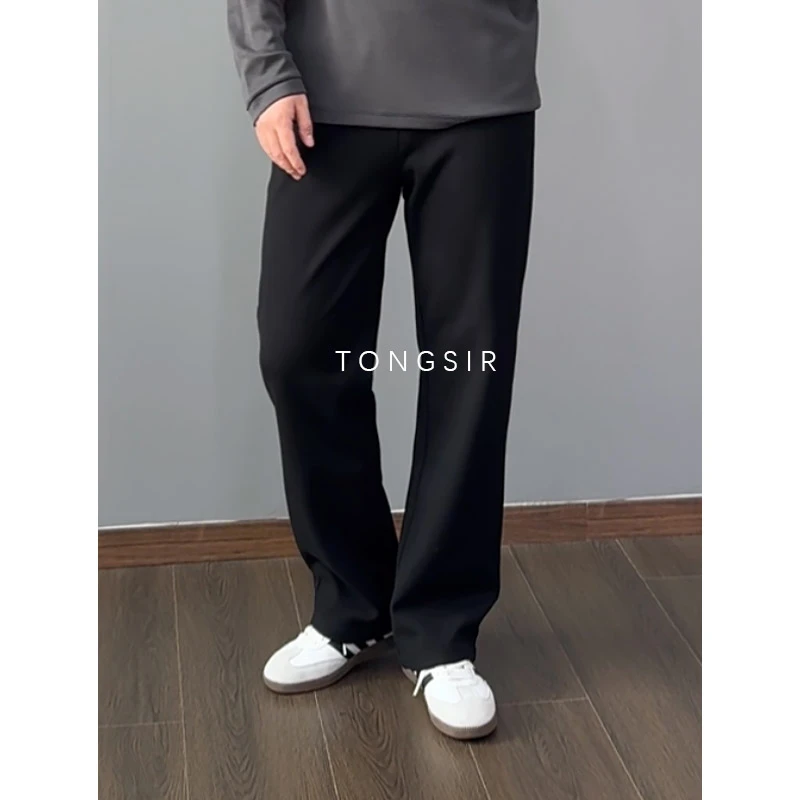 TONGSIR【2.0羊毛天丝】秋冬卫裤男士男生直筒宽松垂感休闲长裤子