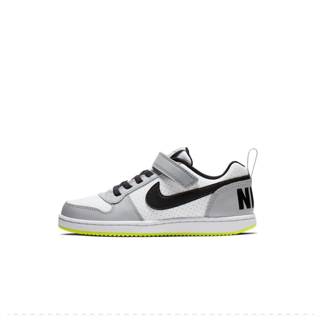 中童 Nike Court Borough Low 防滑减震耐磨透 气低帮板鞋 灰黄绿