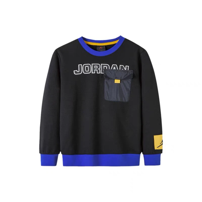 JORDAN乔丹AJ童装春 男童撞色毛圈圆领休闲运动套头卫衣no退no换