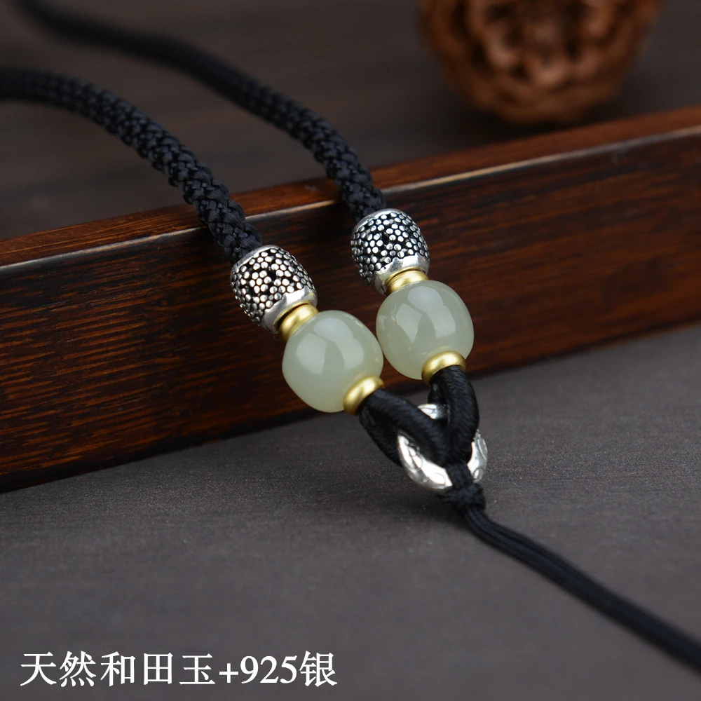 高端和田玉吊坠项链绳脖子挂坠绳粗款玉坠玉佩吊坠绳子挂脖项链绳
