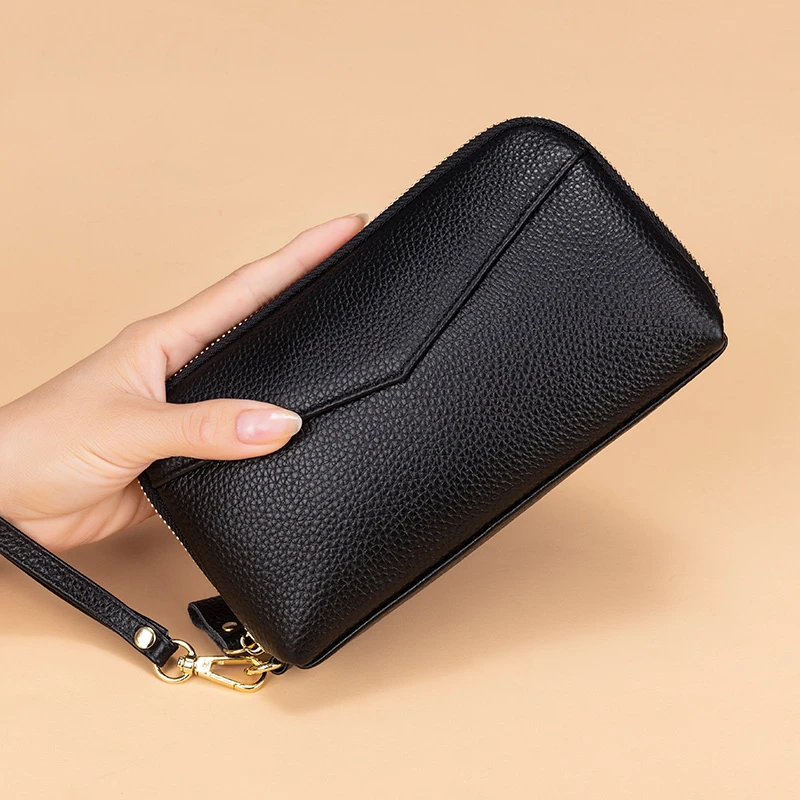手拿头层牛皮手包女2024新款长款钱包大容量女士手拿包真皮手抓包