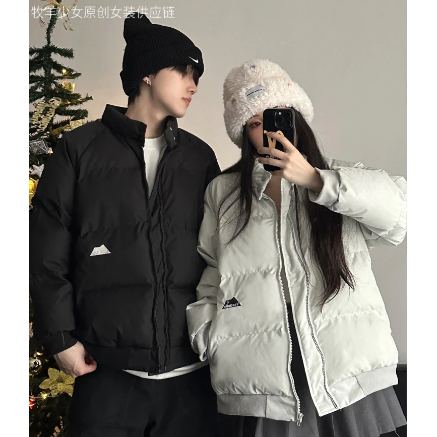 2024冬季新款日系轻薄立领羽绒棉服女秋冬季情侣宽松保暖厚外套