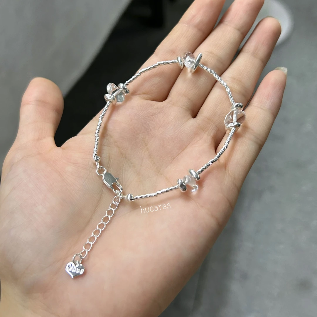 hucares原创「绝美冰块」白水晶疗愈清冷项链手链套组 视觉降温