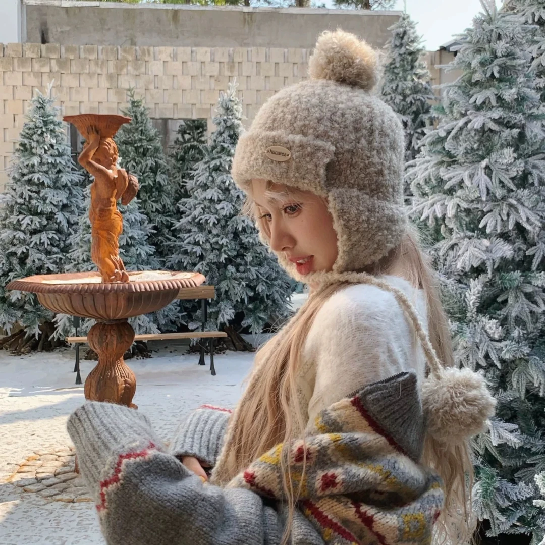 hucares原创「北欧小雪人」定染三种纱线大头围毛线帽雷锋帽保暖