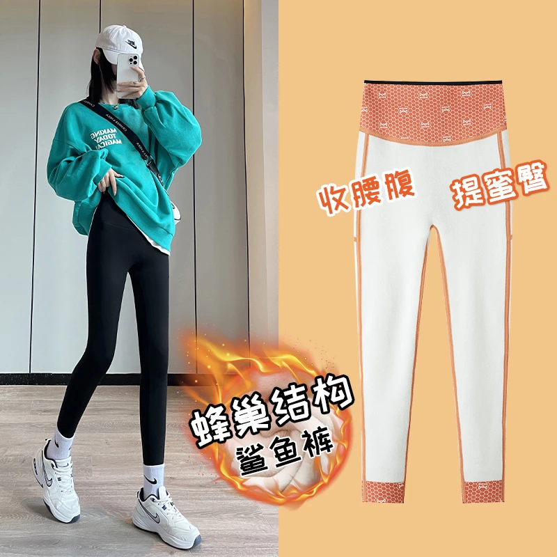 MiiOW/猫人加绒鲨鱼裤爆款2023秋冬新款外穿芭比裤提臀打底保暖裤