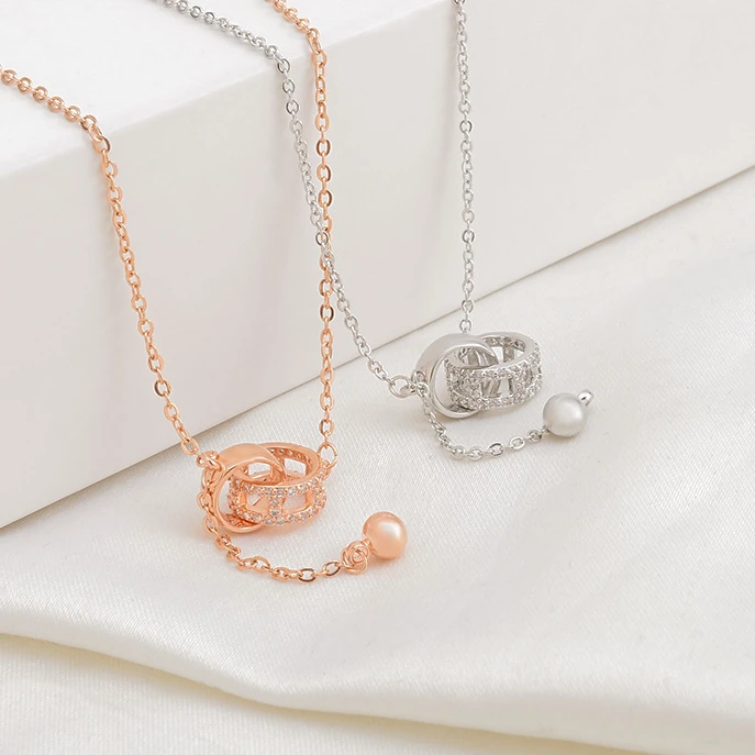 铜合金项链 新款气质锁骨链微镶锆石满钻小蛮腰项链轻奢时尚百搭