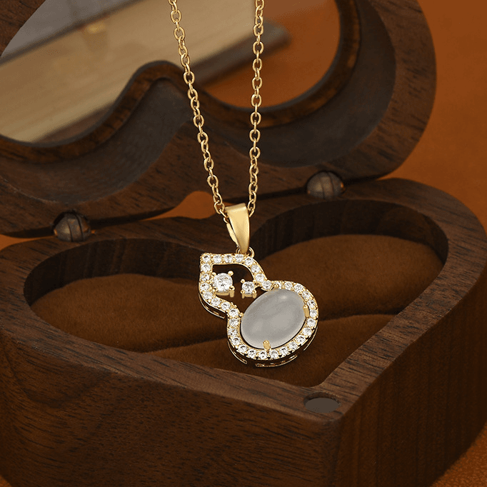 铜合金项链 真金电镀镶锆石气质锁骨链女国潮风设计项链简约百搭