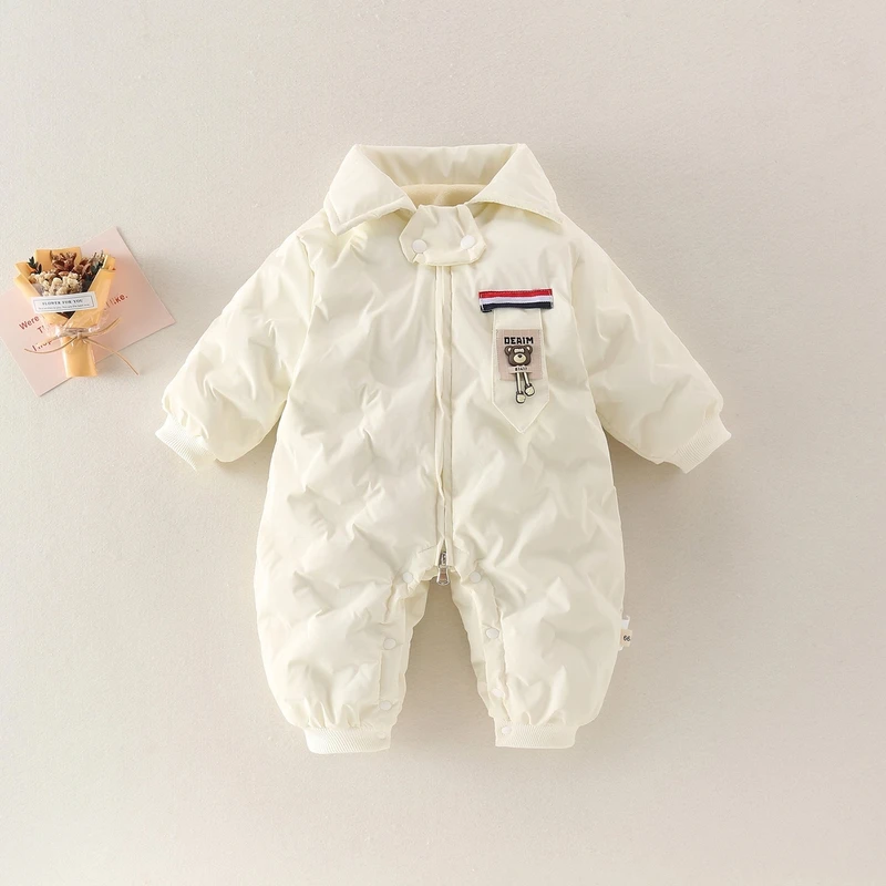 新生婴幼儿冬季三防加棉加厚连体衣男女宝宝外出服棉哈衣