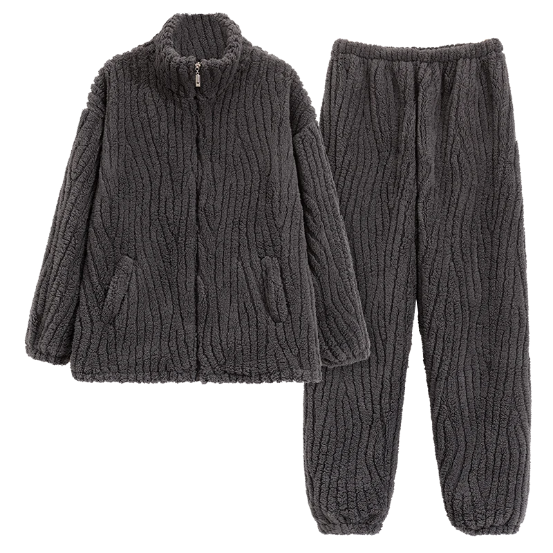 珊瑚绒男士特大码睡衣秋冬季加厚加绒保暖法兰绒加大宽松250斤6XL