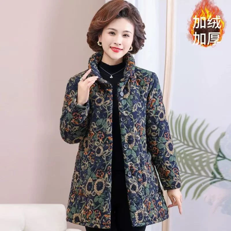 碎花冬装加绒棉衣2025新款休闲加厚保暖棉袄洋气棉服短款秋冬女款