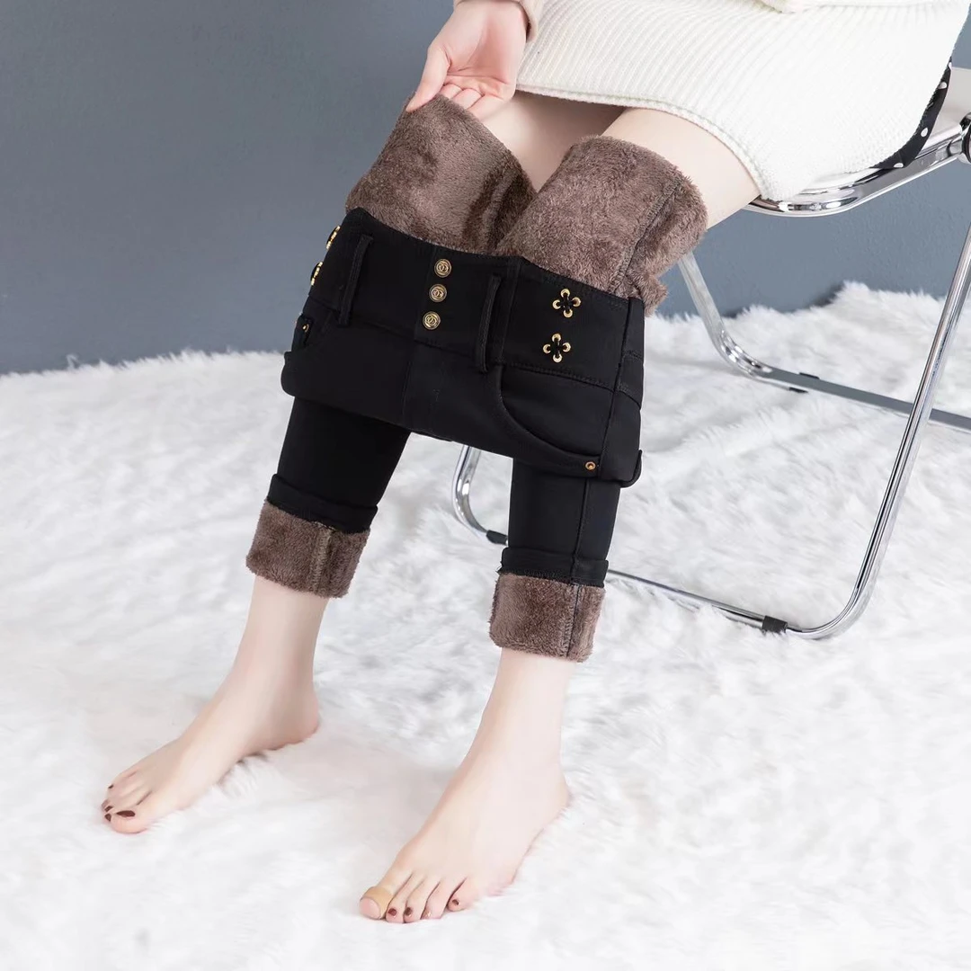 冬季新款时尚百搭高腰加厚加绒舒适保暖弹力外穿打底裤215