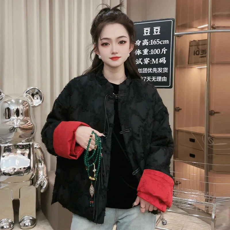 新中式国风系带撞色时尚短外套女2025春秋新款复古高级感盘扣上衣