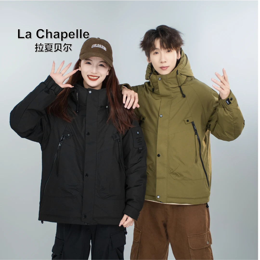 【LA CHAPELLE】男士羽绒服2023年冬季宽松连帽时尚加绒外套防寒