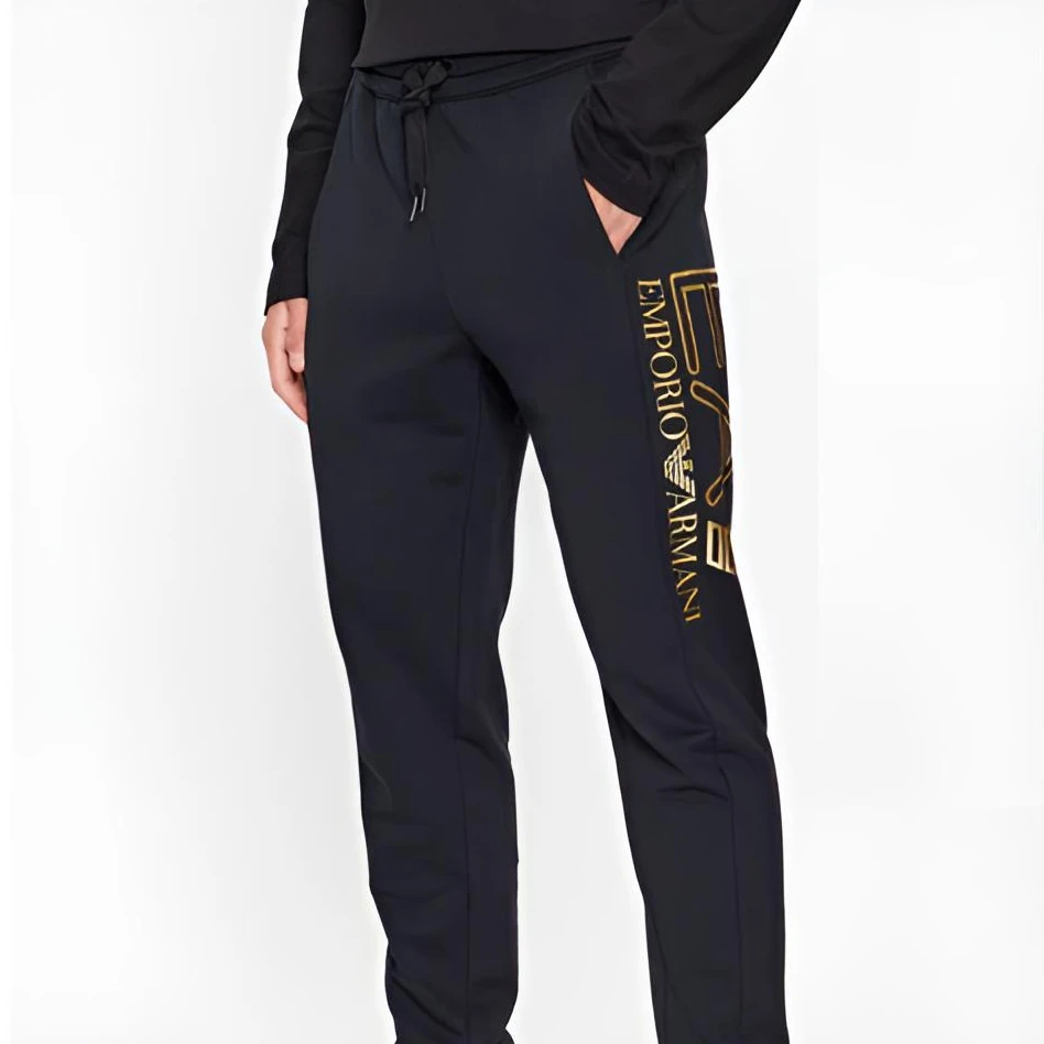 Emporio Armani/安普里奥·阿玛尼男款黑色针织宽松秋冬卫裤11681