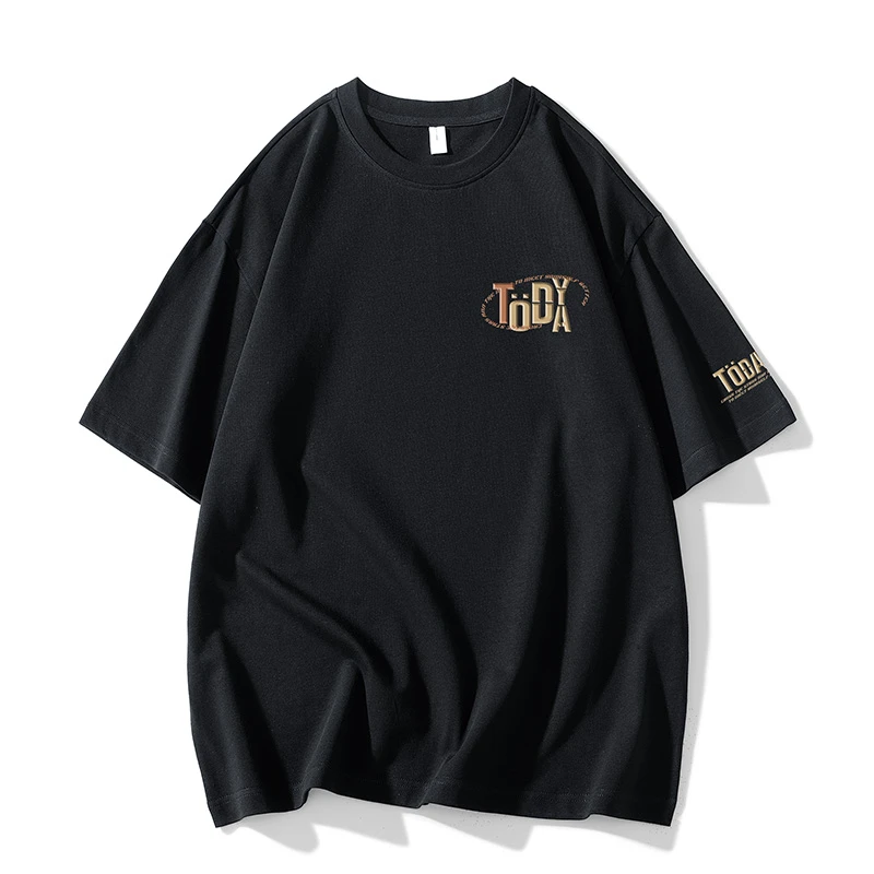 大码夏季新款多色原创简约字母logo印花纯棉宽松百搭短袖T恤男女