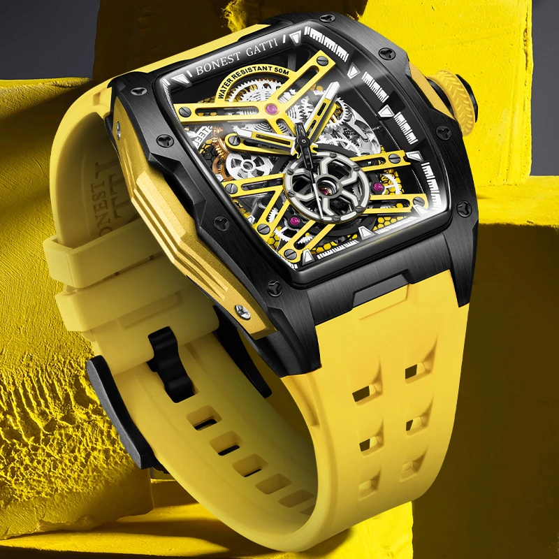 【仁汇优品C】布加迪超跑系列酒桶形镂空高端全自动机械手表BG5502