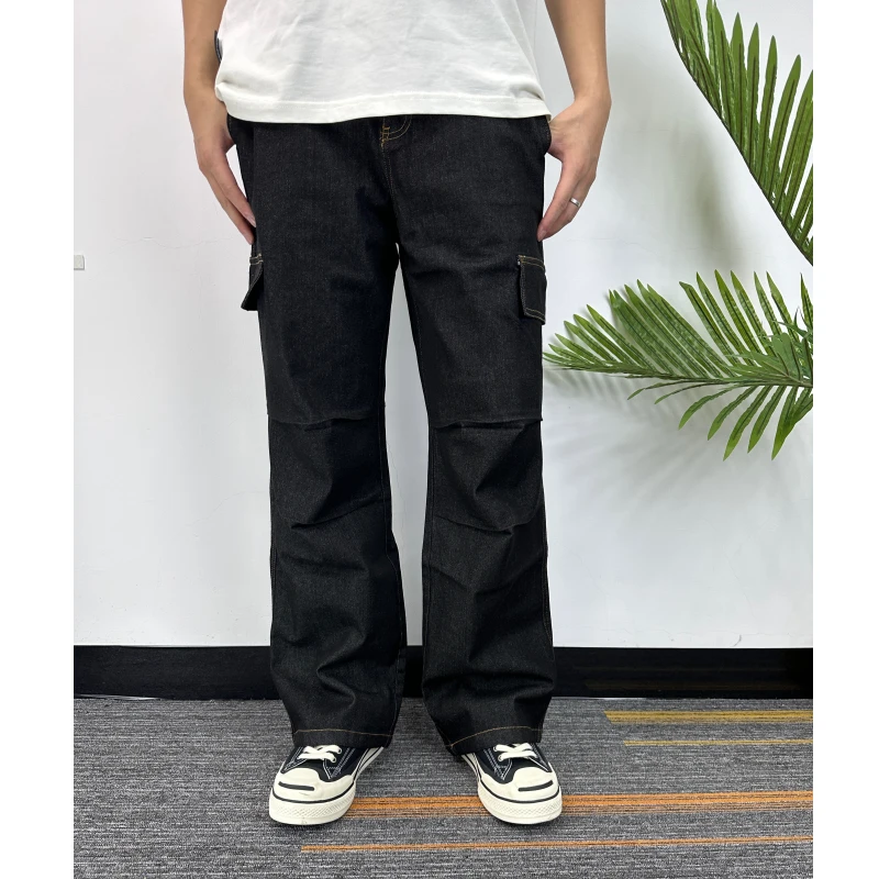 牛仔裤男士秋季直筒宽松男潮伞兵裤工装裤水洗复古高街潮流休闲裤